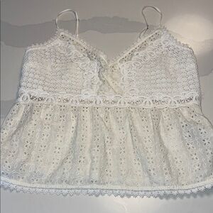 Abercrombie & Fitch white cami crochet eyelet tank top L